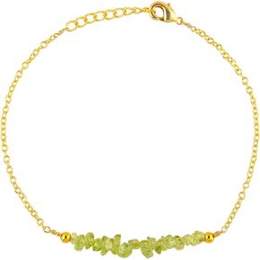 Natural Amazonite Chips Bar Bracelet, Healing Crystal, Gold Plated Raw Beads Bracelet, 7+1 inch Adjustable Chain, Gift For Her (Amazonite) in Saudi Arabia