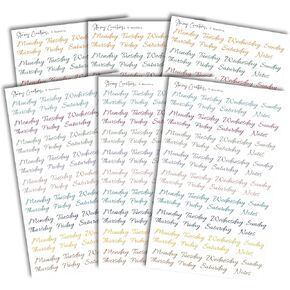 Days of the Week Calendar Stickers, Journaling and Planner Stickers, 0.4" tall, 6 sheets, 432 stickers, Functional Planning Stickers (Colorful Lettering) in Saudi Arabia