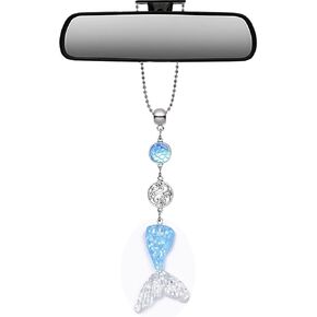 Car auto rear view mirror hanger bling, car charm (Aqua and Pink, Mermaid and Rhinestone Car Charm) in Saudi Arabia