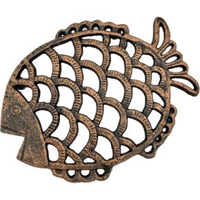 حامل سمكة من الحديد الزهر مع أقدام مطاطية - ديكور للطاولة - إكسسوار مطبخ ريفي - نحاس قديم in Kuwait