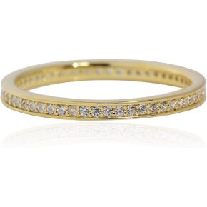 Meissa Sterling Silver Rings for Women Eternity Band Channel Set Around Diamond CZ Wedding Ring (Gold, 5.25)