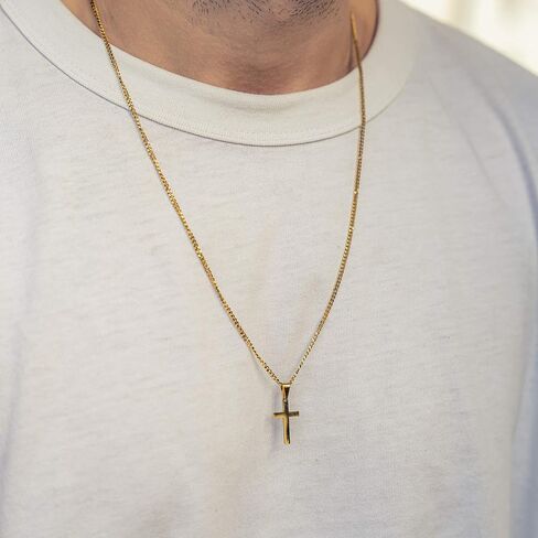 Made by Nami Necklace for Men with or without various Pendants - Mens High-Quality Stainless Steel Necklace Chain 23" - Gold Silver Gun-Metal Black - Handmade Surfer Jewelry (Black Compass) in Saudi Arabia