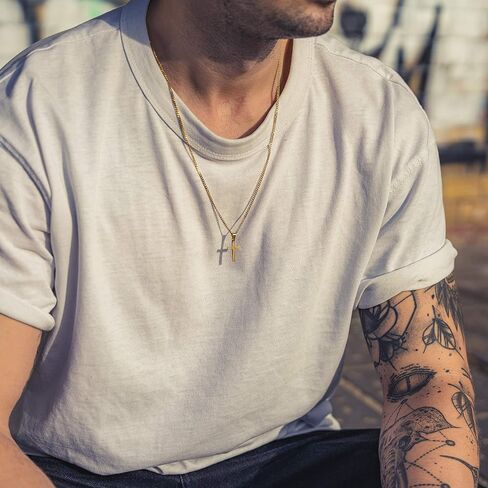 Made by Nami Necklace for Men with or without various Pendants - Mens High-Quality Stainless Steel Necklace Chain 23" - Gold Silver Gun-Metal Black - Handmade Surfer Jewelry (Black Compass) in Saudi Arabia