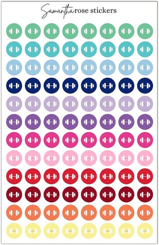 ملصقات رفع الأثقال، ملصقات مخططة لتمارين الدمبل، تقريبًا. مقاس الملصق 0.4 بوصة × 0.4 بوصة، ورقتا ملصقات مقاس كل منهما 4.5 × 7.25 بوصة، 192 ملصقًا أيقونيًا in Kuwait