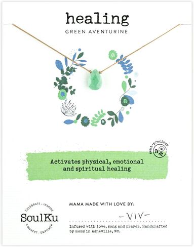 SoulKu Handcrafted Necklace, Empowerment Jewelry With Healing Crystal, Inspirational Jewelry For Women, Mom & Sister Gifts, 2" Extender With Lobster Clasp, 16" Nylon Cord in Kuwait