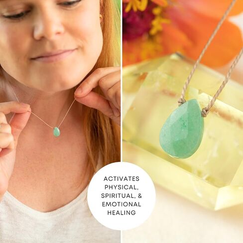 SoulKu Handcrafted Necklace, Empowerment Jewelry With Healing Crystal, Inspirational Jewelry For Women, Mom & Sister Gifts, 2" Extender With Lobster Clasp, 16" Nylon Cord in Kuwait