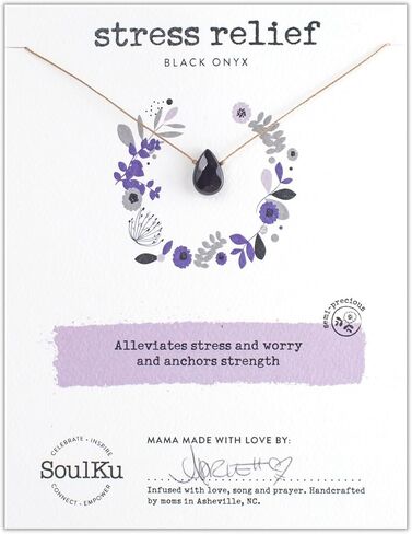 SoulKu Handcrafted Necklace, Empowerment Jewelry With Healing Crystal, Inspirational Jewelry For Women, Mom & Sister Gifts, 2" Extender With Lobster Clasp, 16" Nylon Cord in Kuwait