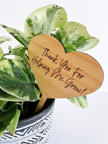 Thank You For Helping Me Grow Teacher Appreciation Wood Engraved Plant Tag in Saudi Arabia