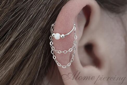 Helix Chain Earring - Helix Cartilage Piercing - 20G Sterling Silver Helix Piercing Ear Ring - Cartilage earring, Silver Cartilage Hoop in Saudi Arabia