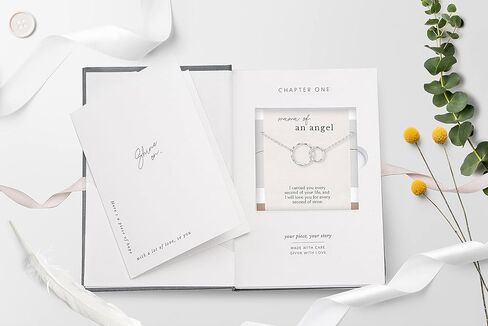 هدايا الإجهاض للأم وفقدان الطفل المولود ميتًا والحمل والإجهاض وقلادة تذكارية لفقدان الطفل هدية لأم الملاك 2 دائرتين مرتبطتين بصندوق تذكار الفجيعة ذهبي (فضي) in Kuwait