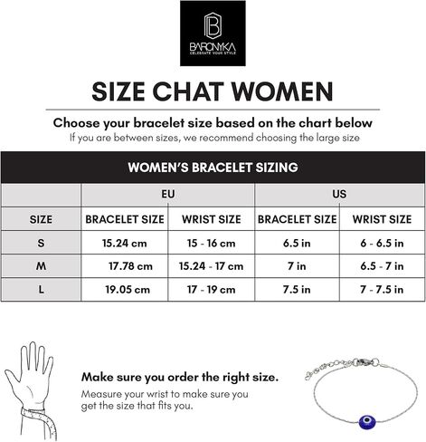 Baronyka Handmade Evil Eye Bracelet for Women Stainless Steel 6.5" - 7" with Lobster Clasp (Silver) in Kuwait