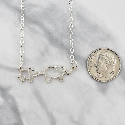 Sterling Silver Mom and Baby Elephant Necklace. Handmade Necklaces on 18 Inch Sterling Silver Cable Chain. New Mom Gifts for Women. Expectant Mother Gift. First Time Mom Pregnant Mother to Be Jewelry in Saudi Arabia