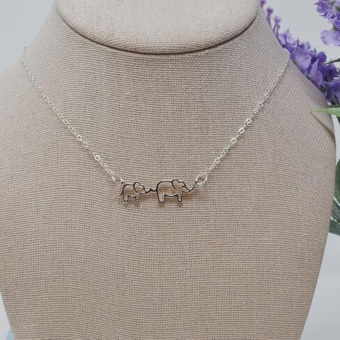 Sterling Silver Mom and Baby Elephant Necklace. Handmade Necklaces on 18 Inch Sterling Silver Cable Chain. New Mom Gifts for Women. Expectant Mother Gift. First Time Mom Pregnant Mother to Be Jewelry in Saudi Arabia