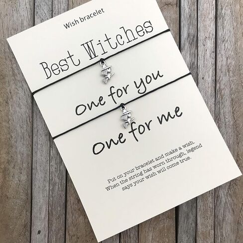 كاري كلوفر الهالوين أفضل الساحرات أفضل العاهرات الصداقة، مجموعة سوار الرغبات من 2 - أساور الصداقة المتطابقة، هدية لأفضل صديق، فكرة هدية BFF، هدايا الهالوين in Kuwait