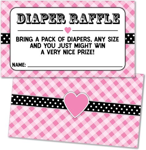 25 Diaper Raffle Tickets with Heart for BBQ Baby Showers - Pink in Saudi Arabia