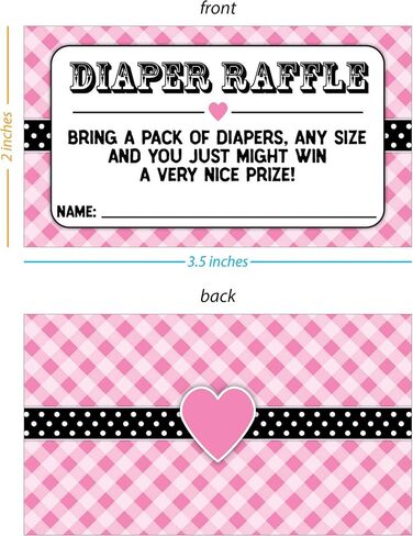 25 Diaper Raffle Tickets with Heart for BBQ Baby Showers - Pink in Saudi Arabia