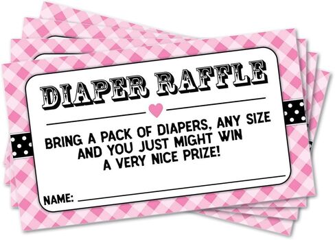 25 Diaper Raffle Tickets with Heart for BBQ Baby Showers - Pink in Saudi Arabia