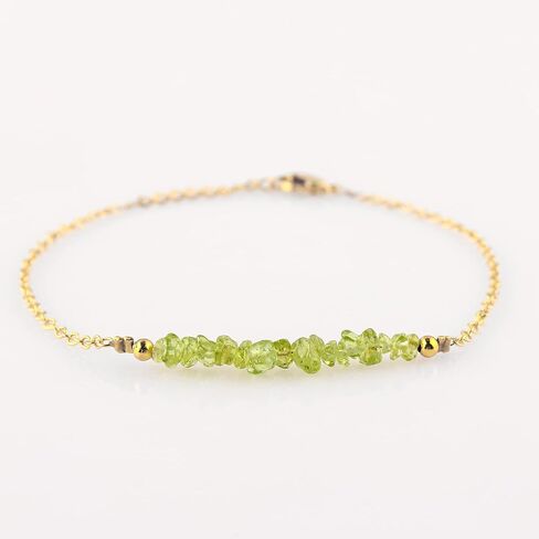 Natural Amazonite Chips Bar Bracelet, Healing Crystal, Gold Plated Raw Beads Bracelet, 7+1 inch Adjustable Chain, Gift For Her (Amazonite) in Kuwait