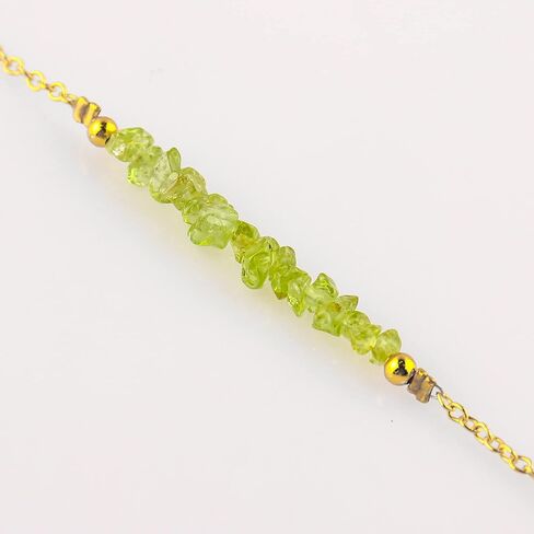Natural Amazonite Chips Bar Bracelet, Healing Crystal, Gold Plated Raw Beads Bracelet, 7+1 inch Adjustable Chain, Gift For Her (Amazonite) in Kuwait