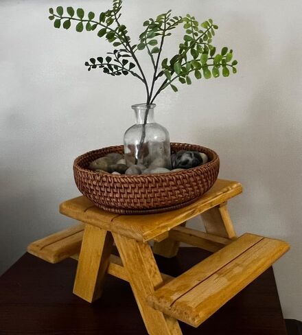 Handmade Mini Squirrel Picnic Table Feeder Backyard Feeder for Birds, Squirrels or Chipmunks. Miniature Farmhouse Real Wood Picnic Table or Table Coaster. Weather Sealed and Water Resistant. in Saudi Arabia