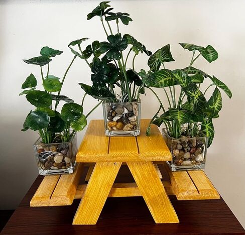 Handmade Mini Squirrel Picnic Table Feeder Backyard Feeder for Birds, Squirrels or Chipmunks. Miniature Farmhouse Real Wood Picnic Table or Table Coaster. Weather Sealed and Water Resistant. in Saudi Arabia