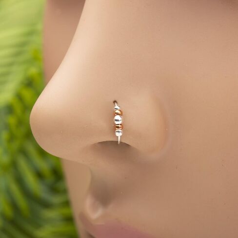 Tiny and Thin Silver Nose Ring - 24 Gauge 7 mm nose piercing hoop - sterling silver nose ring in Kuwait