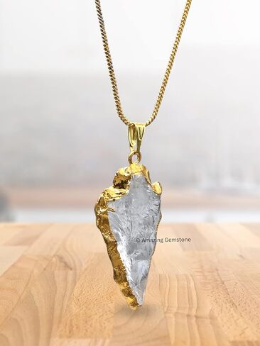 Black Obsidian Arrowhead Necklace for Men Women - Men's Necklaces Arrow Heads Healing Crystal Necklace - Gifts for Men, Teen Boys - Stocking Stuffers for Men (Silver Edged) in Saudi Arabia