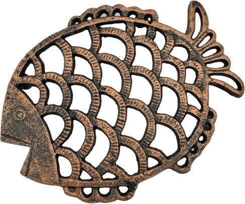 حامل سمكة من الحديد الزهر مع أقدام مطاطية - ديكور للطاولة - إكسسوار مطبخ ريفي - نحاس قديم in Kuwait