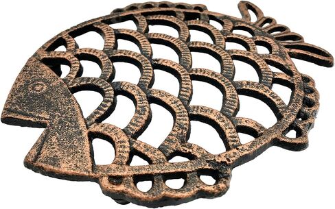 حامل سمكة من الحديد الزهر مع أقدام مطاطية - ديكور للطاولة - إكسسوار مطبخ ريفي - نحاس قديم in Kuwait