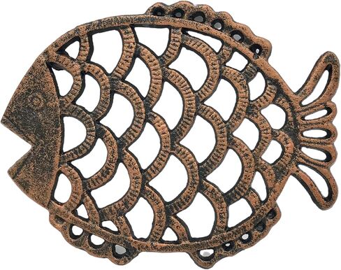 حامل سمكة من الحديد الزهر مع أقدام مطاطية - ديكور للطاولة - إكسسوار مطبخ ريفي - نحاس قديم in Kuwait