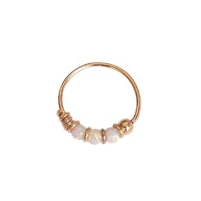 Yellow Gold Plated over 925 Sterling Silver 10mm White Opal Hoop Earring - SINGLE Hoop for ONE ear - for Helix, Cartilage, 2nd Ear Piercing | Handmade by MiYa Jewelry Creations
