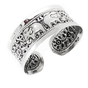 VN Jewelry سوار فضي مكتنز للنساء | 925 فضة الفيل الكفة الإسورة سوار in Kuwait