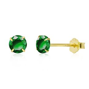 Tiny Emerald Earrings Green Earrings with 18K Gold Plated Sterling Silver Stud, Hypoallergenic Handmade Stud Earrings for Women Gift for Christmas New Year-3mm in Kuwait