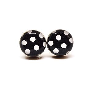Stud Earrings Set, Polka Dot, 10 mm, Round Studs for Women Men, Handmade, Stainless Steel Posts for Sensitive Ears Retro 50s Studs, Lightweight Color Dot Earrings by Candi Cove Designs in Saudi Arabia