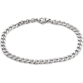 خلخال سلسلة مطلي بالستانلس ستيل صناعة يدوية للرجال من مجوهرات جاليس - سوار الكاحل للرجال - خلخال فضي للرجال in Kuwait