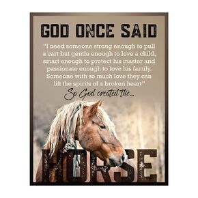 So God Created the Horse- Inspirational Wall Art Sign, This Rustic Typographic Print w/Horse Image is Ideal for Home Decor, Office Decor or Barn Decor. Perfect Gift for Vets, Unframed- 8x10"