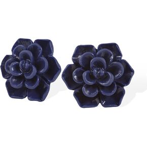 Hypoallergenic Succulent Earrings 13mm 925 Sterling Silver Post Soft Ceramic Resin Handmade Stud Earrings for Women Sensitive Ears - Aqua Blue