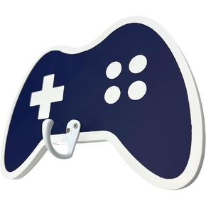 خطاف حائط خشبي لوحدة التحكم في الألعاب - لوحة فنية جدارية لألعاب الفيديو - خطافات مناشف للأطفال، رف معطف للأطفال، شماعة حقيبة الظهر - ديكور ألعاب مثالي لغرفة الأولاد - أشياء رائعة لإعداد الألعاب - أزرق داكن in Kuwait