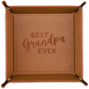 Best Dad Ever Leather Valet Tray- Christmas Gifts for Dad, Gifts for Dad from Kids Son Daughter, Dad Unique Birthday Christmas Father's Day Gifts, Thanksgiving Gift for Father