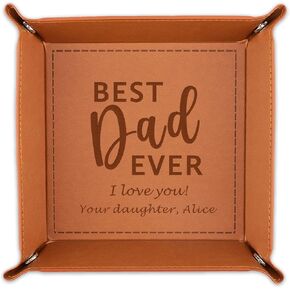 صينية خادم جلدية من Best Dad Ever - هدايا عيد الميلاد للأب، هدايا للأب من الأطفال والابنة والأب، هدايا عيد ميلاد فريدة من نوعها للأب، هدية عيد الشكر للأب in Kuwait