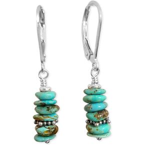 Natural Turquoise Bead Stack and Sterling Silver Earrings (Sterling French Wire) in Saudi Arabia