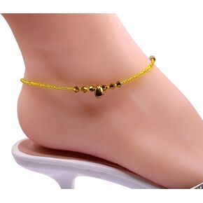 Handmade Beaded Anklet Ankle Bracelets for Women Anklets From West Africa Beach Anklets (Gold)