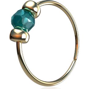 Dainty Gold Nose Piercing - Handcrafted 14k Gold Nose Ring with a 2mm Blue Gem - Thin 24gauge 7mm Nose Hoop Piercing in Saudi Arabia