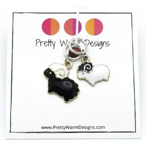 Black and White Sheep Stitch Markers for Knitting | Handmade by Pretty Warm Designs in Saudi Arabia