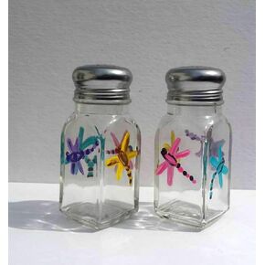 Dragonfly Multi Color Glass Hand Painted Salt and Pepper Shakers Set in Kuwait