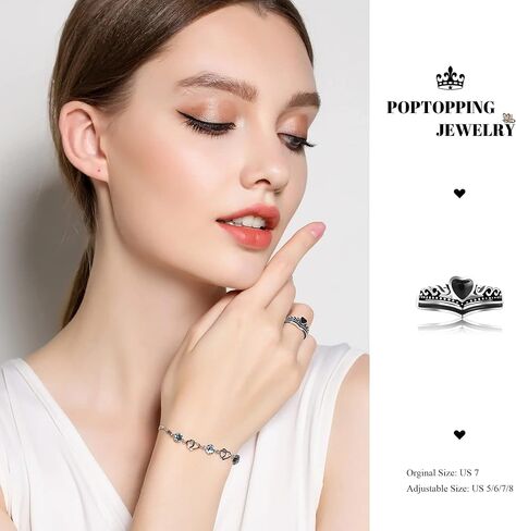 PopTopping خاتم قلب أسود عتيق من الفضة الإسترليني خاتم مصنوع يدويًا للنساء حلقات قلب الحب قابلة للتعديل بنهاية مفتوحة in Kuwait