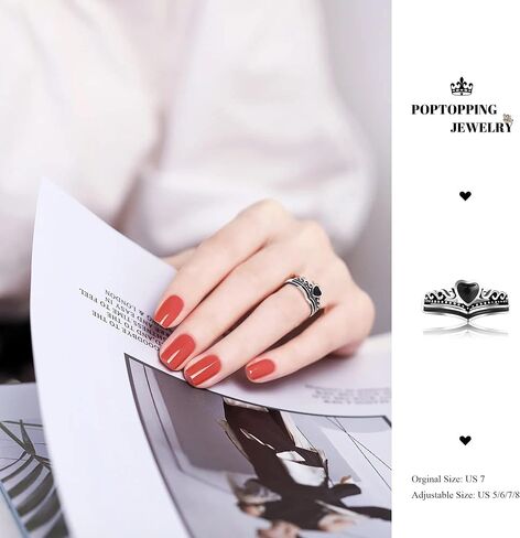 PopTopping خاتم قلب أسود عتيق من الفضة الإسترليني خاتم مصنوع يدويًا للنساء حلقات قلب الحب قابلة للتعديل بنهاية مفتوحة in Kuwait