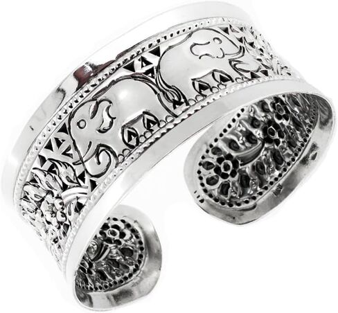 VN Jewelry سوار فضي مكتنز للنساء | 925 فضة الفيل الكفة الإسورة سوار in Saudi Arabia