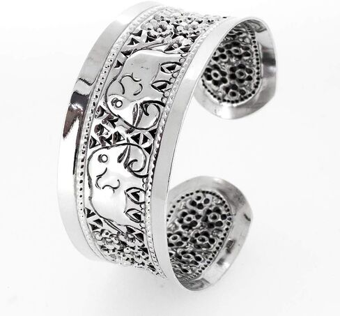 VN Jewelry سوار فضي مكتنز للنساء | 925 فضة الفيل الكفة الإسورة سوار in Saudi Arabia