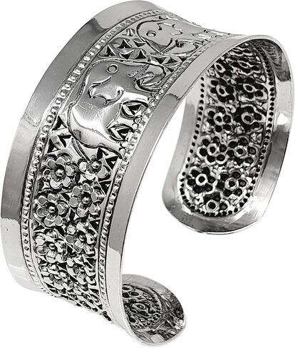 VN Jewelry سوار فضي مكتنز للنساء | 925 فضة الفيل الكفة الإسورة سوار in Saudi Arabia